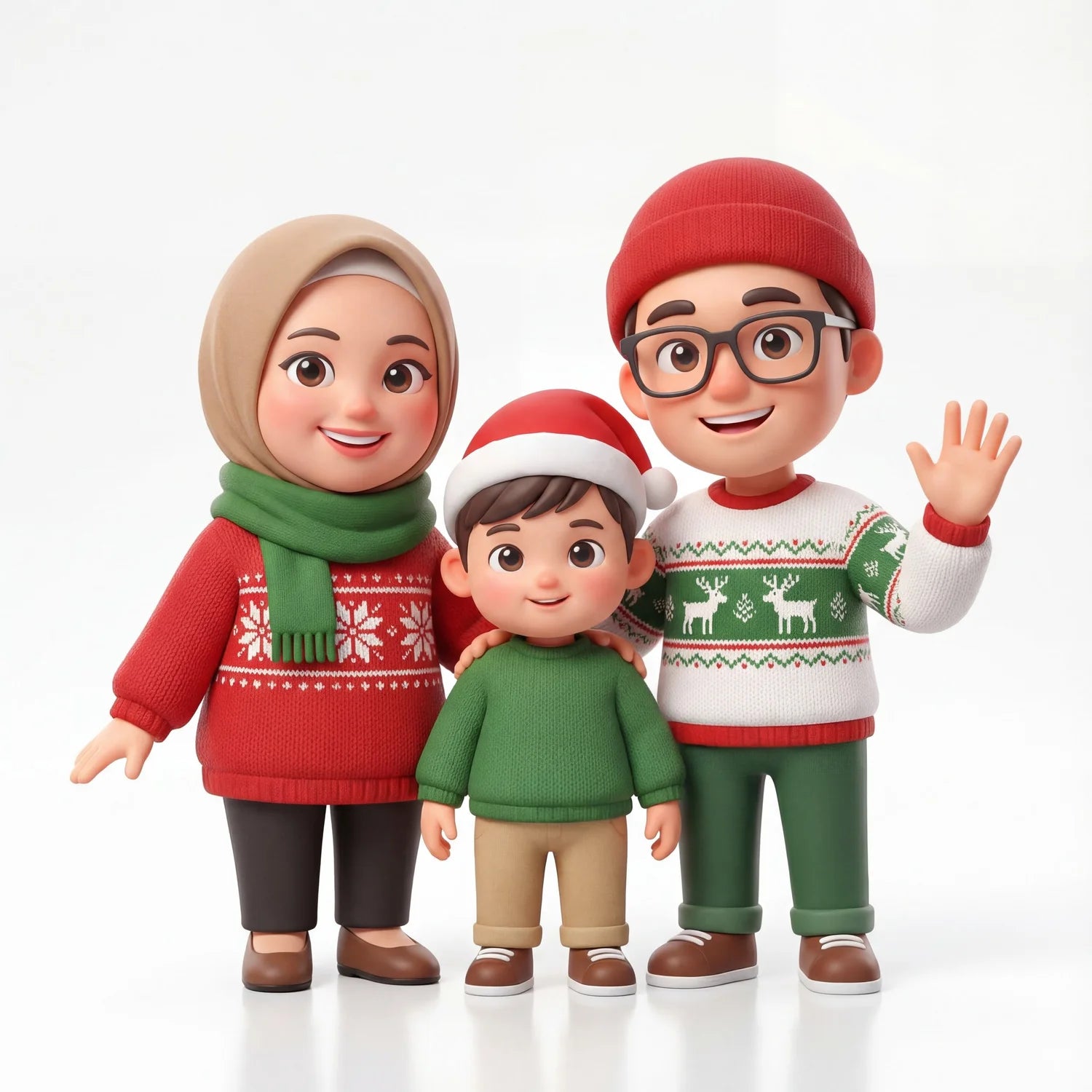 3D Holiday Family Portrait AI Portrait