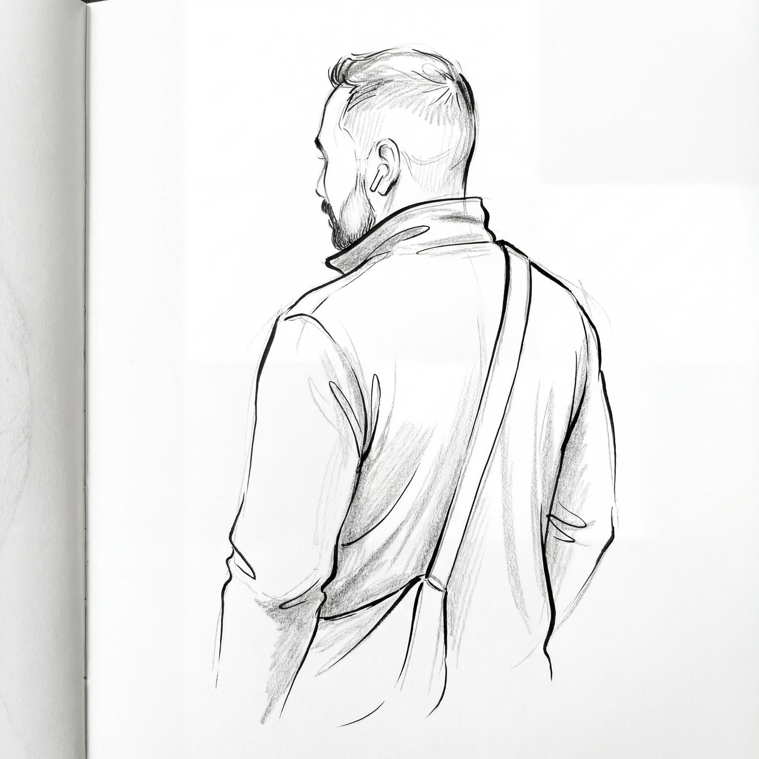 Elegant Back-View Line Sketch AI Portrait