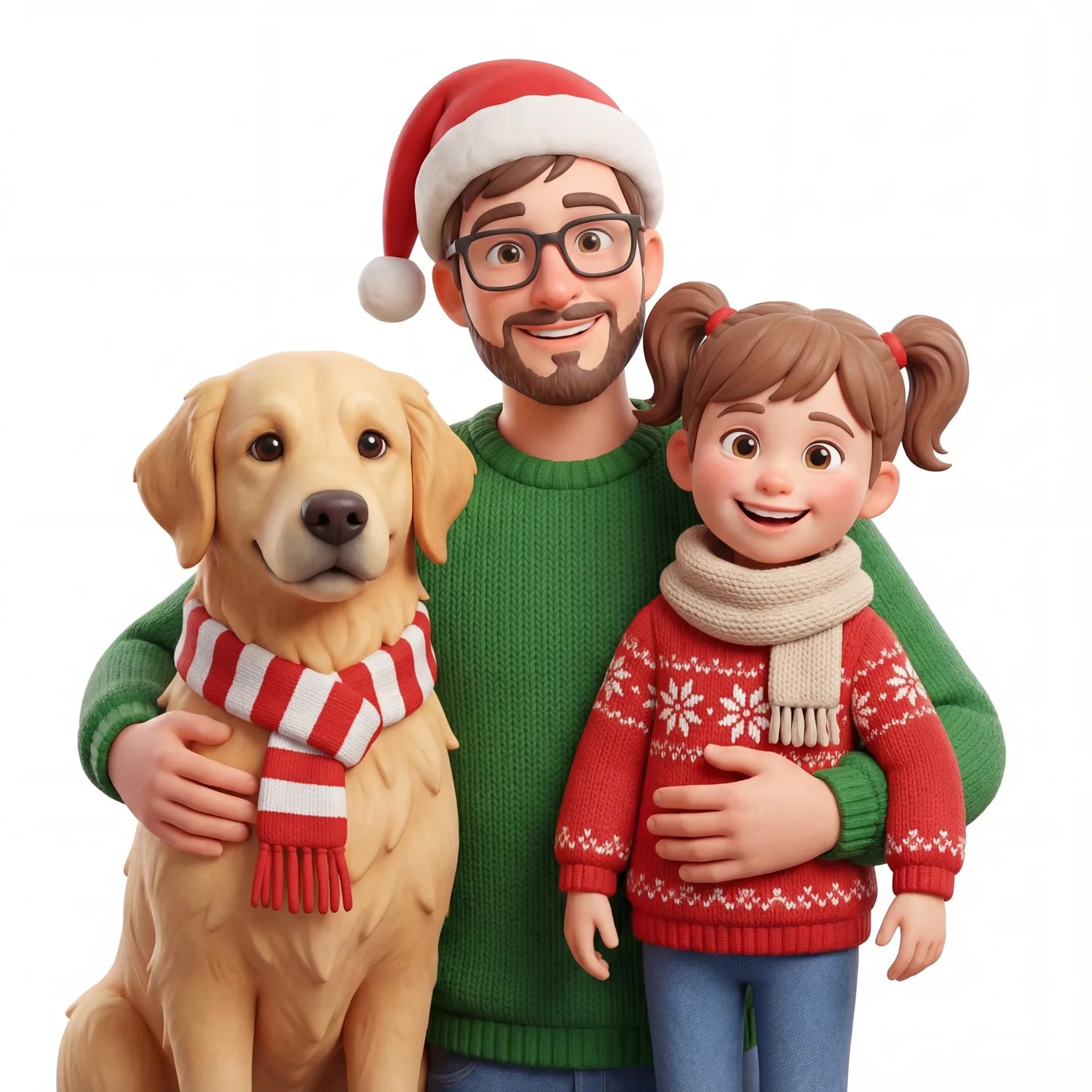 3D Holiday Family Portrait AI Portrait
