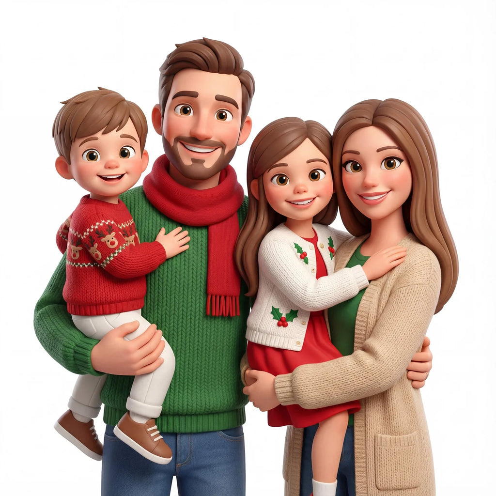 3D Holiday Family Portrait AI Portrait