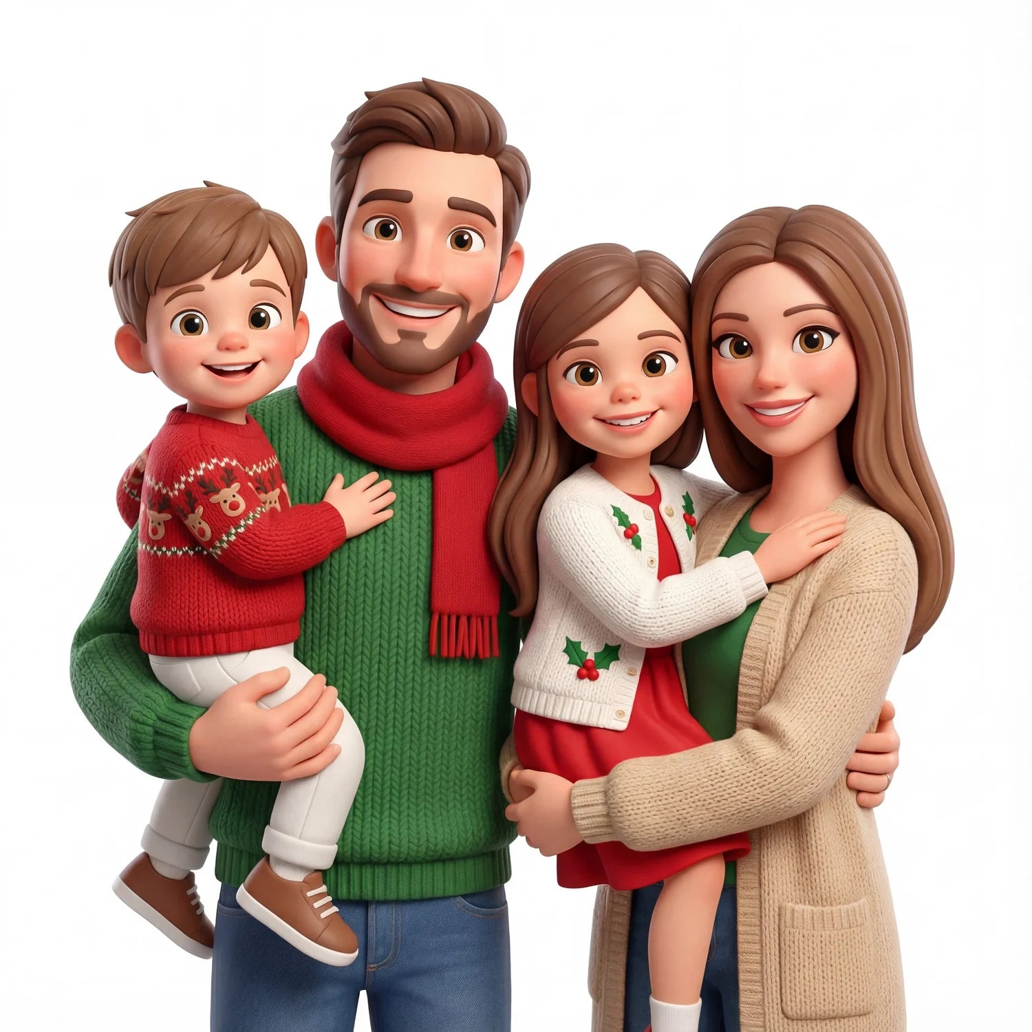 3D Holiday Family Portrait AI Portrait
