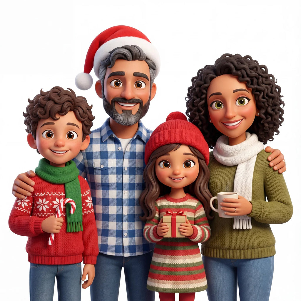 3D Holiday Family Portrait AI Portrait
