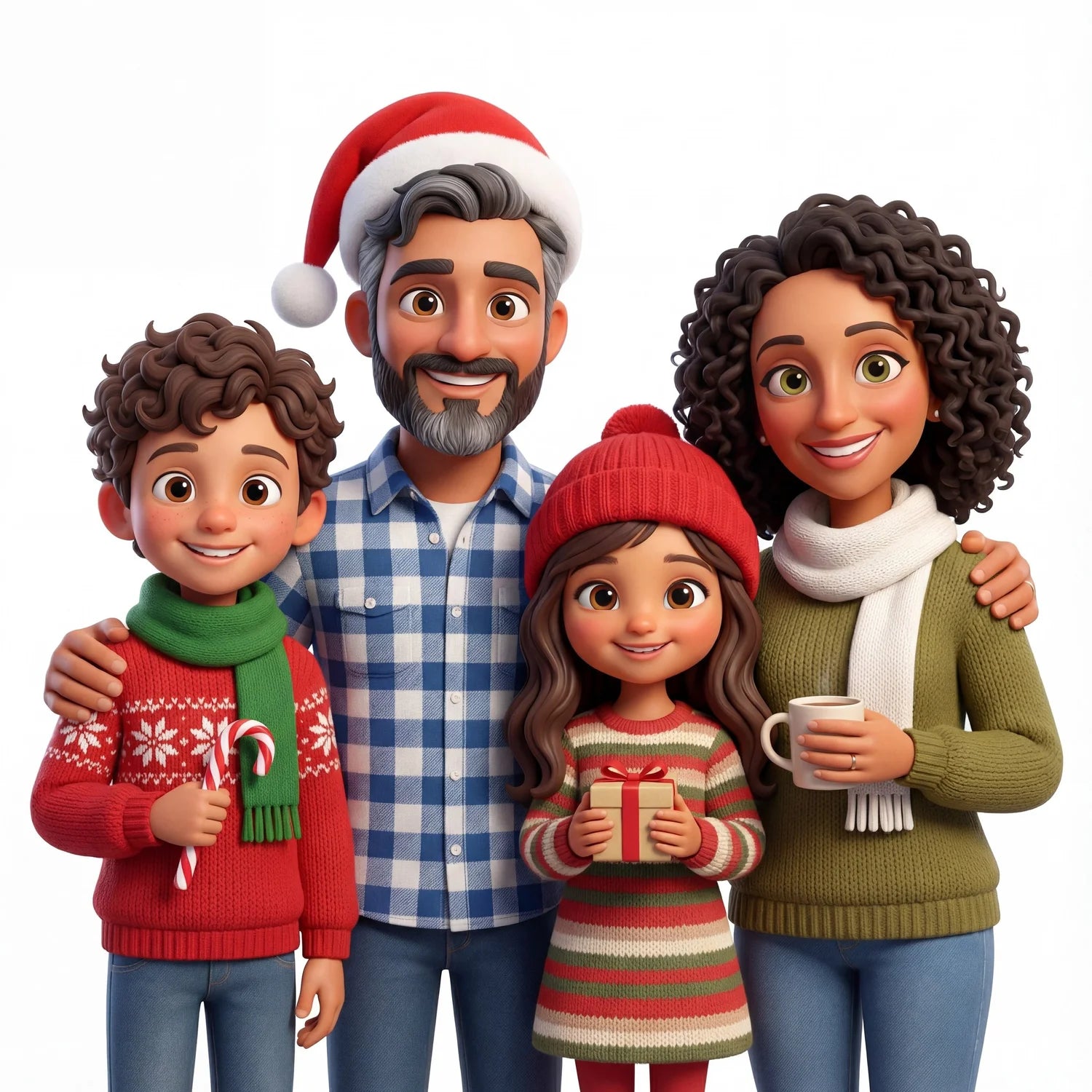 3D Holiday Family Portrait AI Portrait