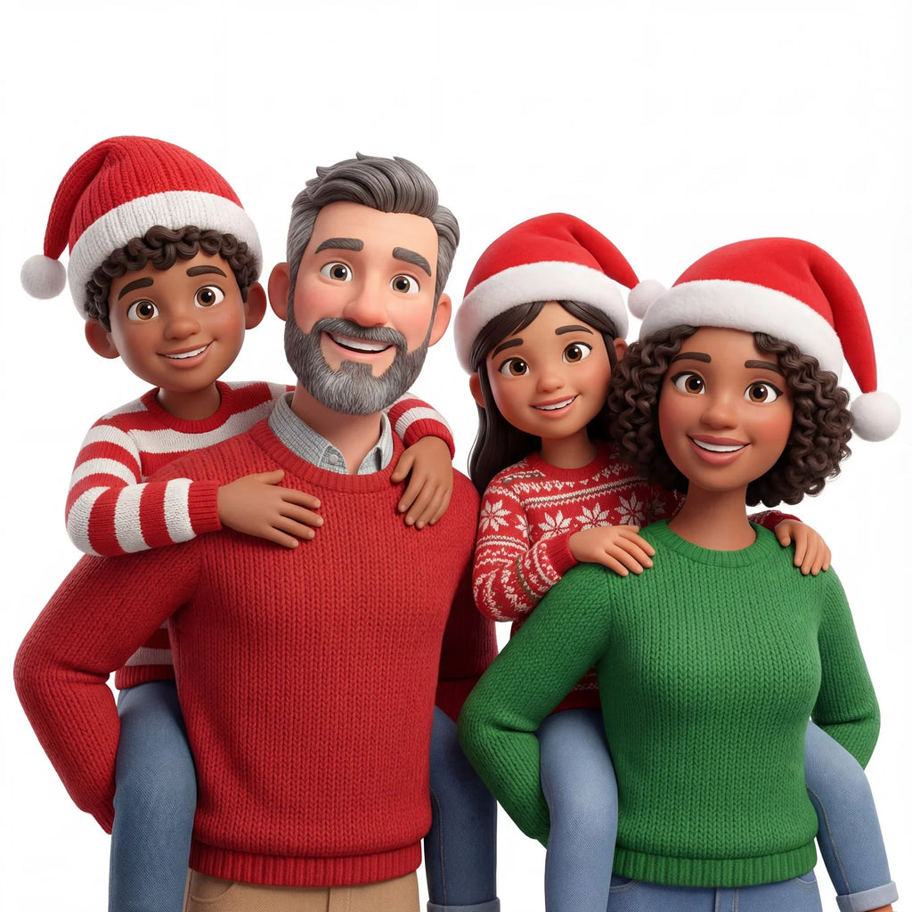 3D Holiday Family Portrait AI Portrait